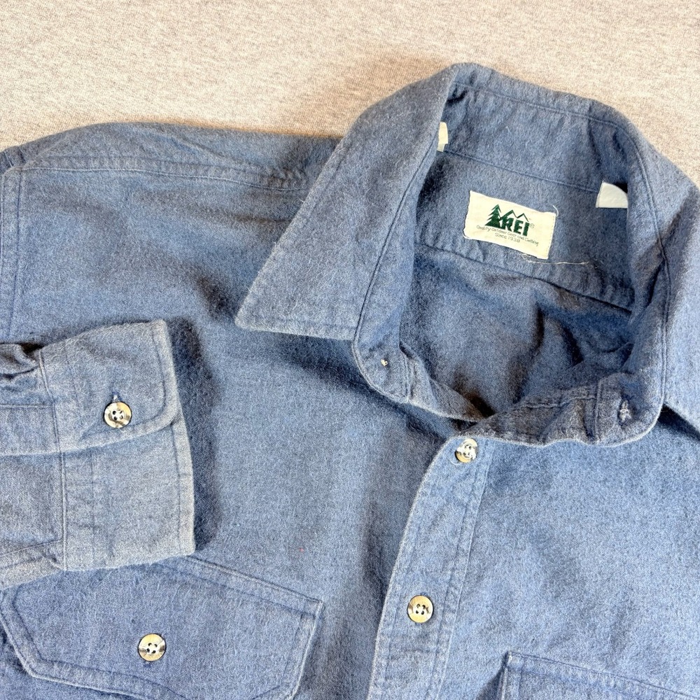 Vintage REI Flannel Shirt Mens XL Tall Blue Long Sleeve Cotton Button Up